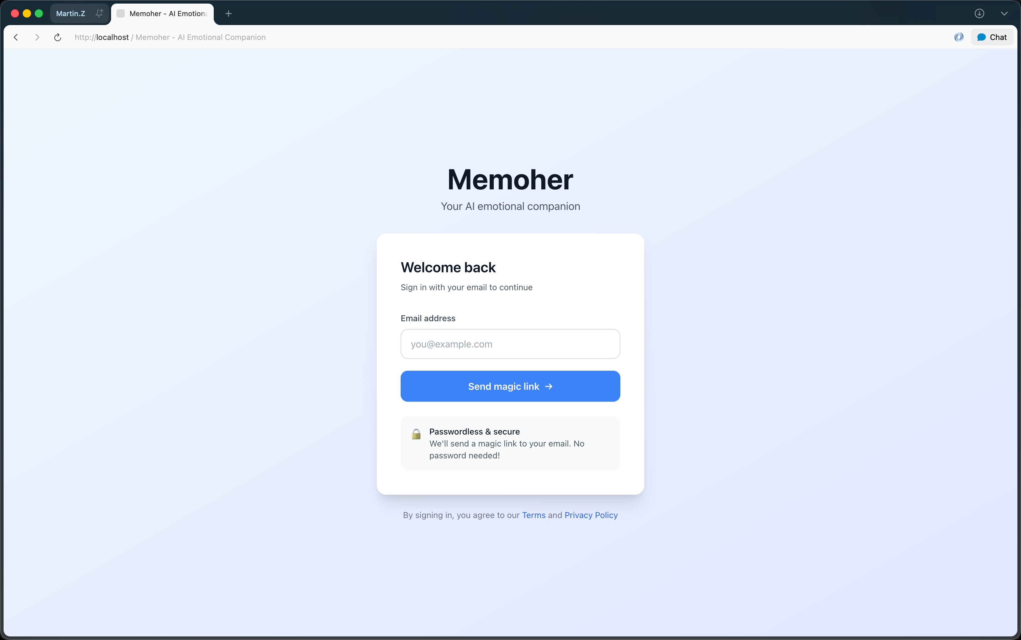 Polished login page